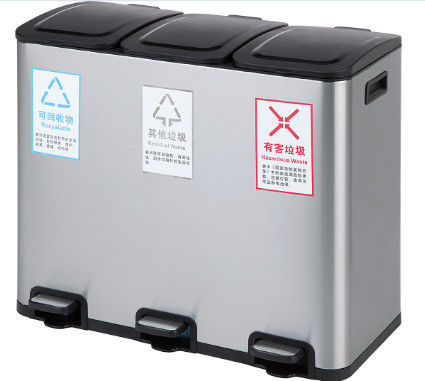 3 dans 1 poubelle de pédale d'acier inoxydable de 20 litres